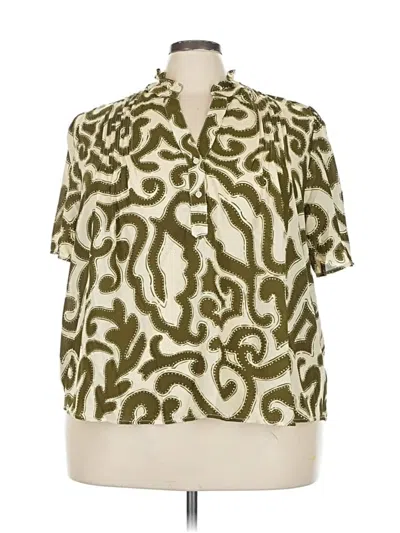Pre-owned T Tahari Short Sleeve Blouse In Green