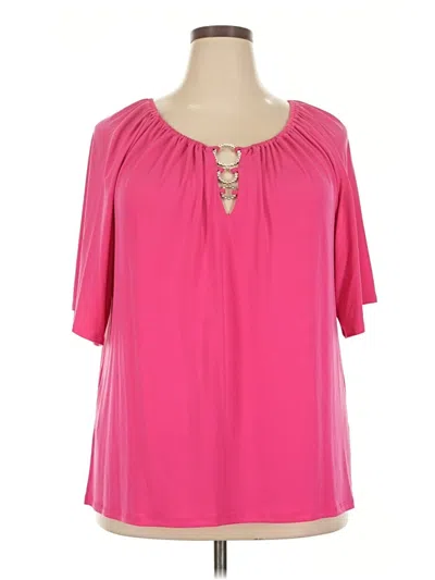 T Tahari Short Sleeve Blouse In Pink