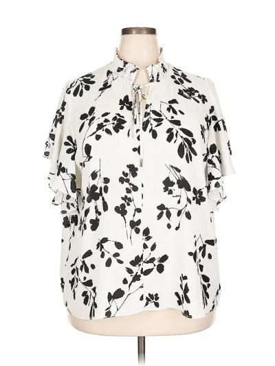 Pre-owned T Tahari Short Sleeve Blouse In White