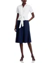 T Tahari Short Sleeve Button Down Colorblock Dress