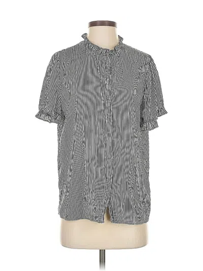 Pre-owned T Tahari Short Sleeve Button Down Shirt In Black