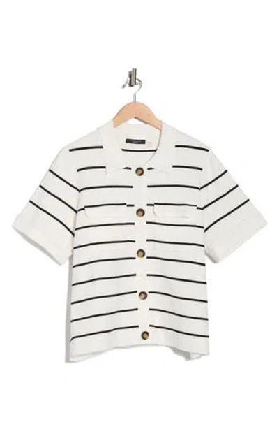 T Tahari Short Sleeve Button Front Cardigan In Multi