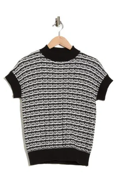 T Tahari Short Sleeve Crew Sweater In Black
