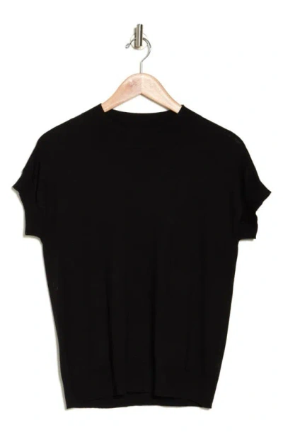 T Tahari Short Sleeve Crew Sweater In Black