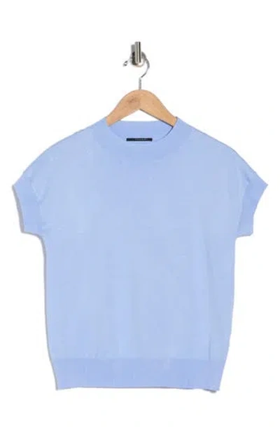 T Tahari Short Sleeve Crew Sweater In Blue