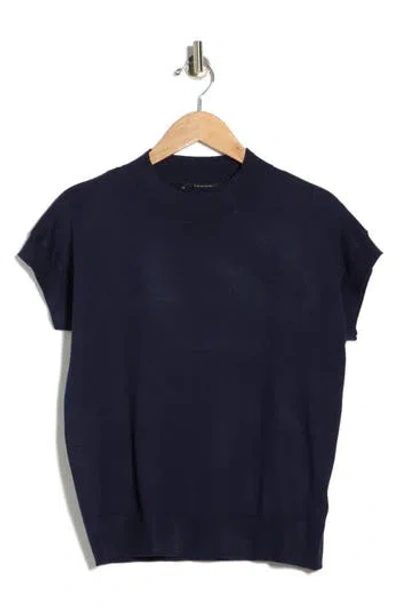 T Tahari Short Sleeve Crew Sweater In Blue