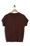 T Tahari Short Sleeve Crew Sweater In Brown