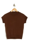 T Tahari Short Sleeve Crew Sweater In Brown