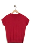 T Tahari Short Sleeve Crew Sweater In Burgundy