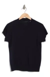 T Tahari Short Sleeve Crew Sweater In Deep Navy