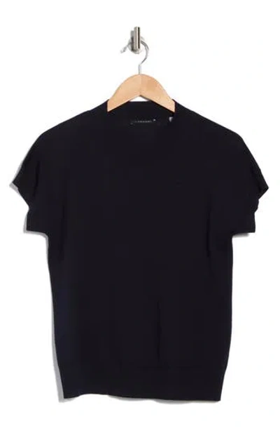 T Tahari Short Sleeve Crew Sweater In Deep Navy