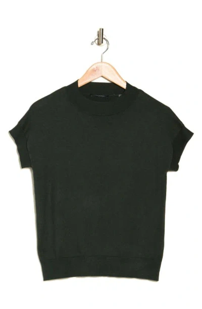 T Tahari Short Sleeve Crew Sweater In Jungle Green