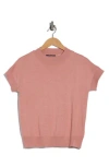 T Tahari Short Sleeve Crew Sweater In Pink