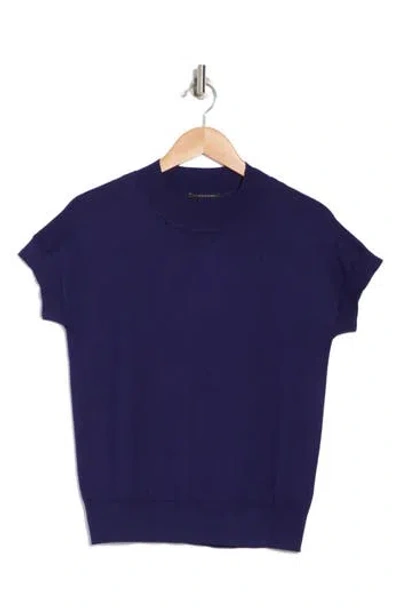T Tahari Short Sleeve Crew Sweater In Royal