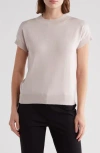 T Tahari Short Sleeve Crew Sweater In Sand