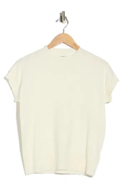 T Tahari Short Sleeve Crew Sweater In White