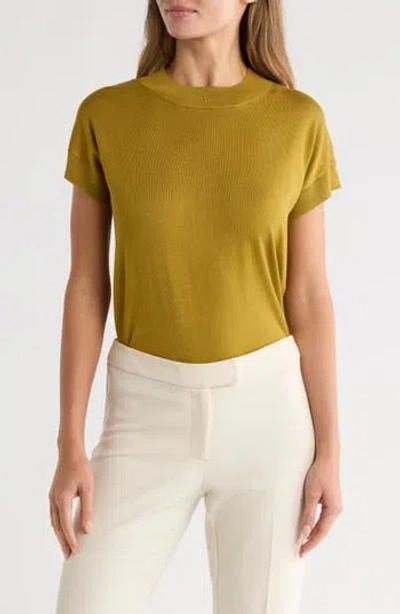 T Tahari Short Sleeve Crew Sweater In Yellow