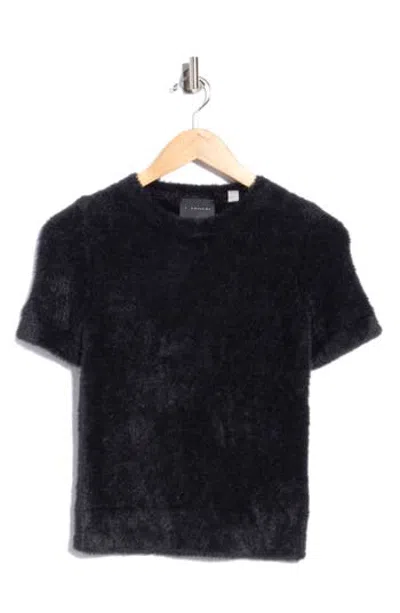 T Tahari Short Sleeve Eyelash Sweater In Black