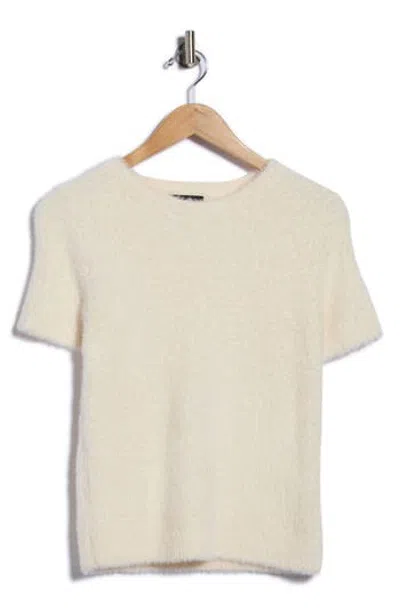 T Tahari Short Sleeve Eyelash Sweater In Neutral