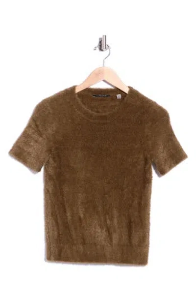 T Tahari Short Sleeve Eyelash Sweater In Brown
