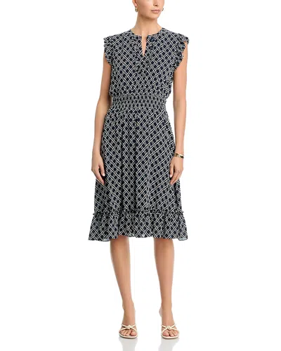 T Tahari Short Sleeve Midi Dress In Multi