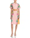 T Tahari Short Sleeve Midi Shirt Dress In Eternity Garden