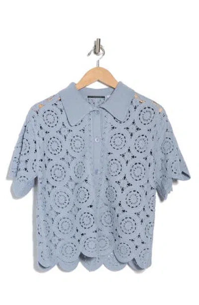 T Tahari Short Sleeve Mosaic Crochet Cardigan