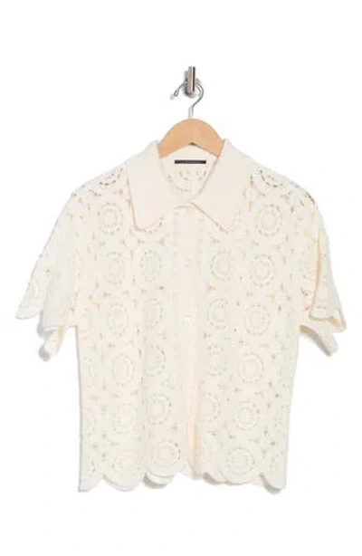 T Tahari Short Sleeve Mosaic Crochet Cardigan