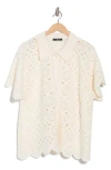 T Tahari Short Sleeve Mosaic Crochet Cardigan
