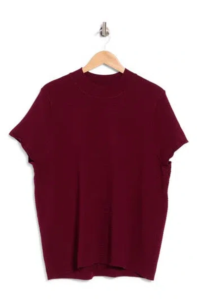 T Tahari Short Sleeve Ribbed Sweater In Purple