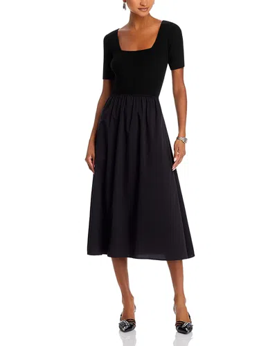 T Tahari Short Sleeve Square Neck Dress In Black