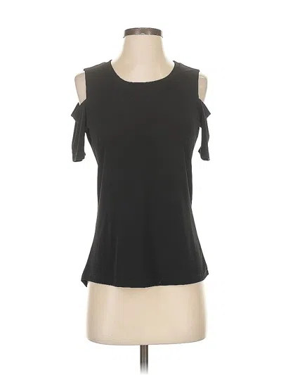 Pre-owned T Tahari Short Sleeve Top Black Cold Shoulder Neckline Tops