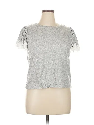Pre-owned T Tahari Short Sleeve Top Gray Crew Neck Tops