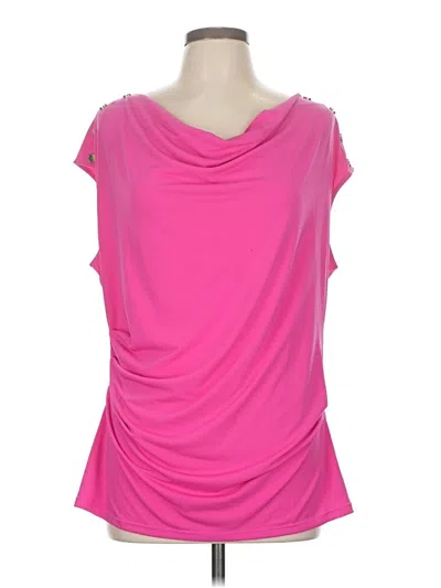 Pre-owned T Tahari Short Sleeve Top Pink Cowl Neck Tops