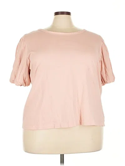 Pre-owned T Tahari Short Sleeve Top Pink Solid Pattern Boatneck Tops