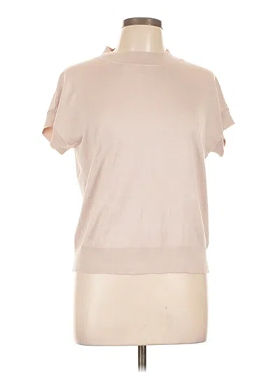 Pre-owned T Tahari Short Sleeve Top Tan Mock Neckline Tops In Brown