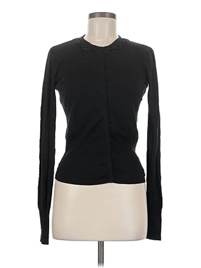 Pre-owned T Tahari Silk Cardigan Sweater In Black