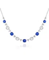 T Tahari Silver-tone Blue And Clear Glass Stone Statement Necklace, 18" + 3" Extender In Silver