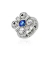 T Tahari Silver-tone Blue And Clear Glass Stone Statement Stretch Ring In Silver