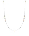 T Tahari Silver-tone Clear Glass Stone Charm Station Long Necklace In Silver