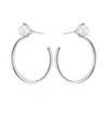 T TAHARI SILVER-TONE IMITATION PEARL OPEN C HOOP EARRINGS