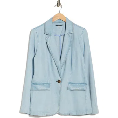 T Tahari Single Button Chambray Blazer In Brown