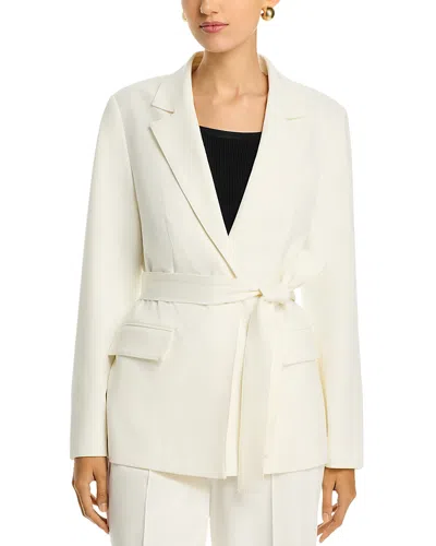 T Tahari Single Button Self Tie Blazer In White