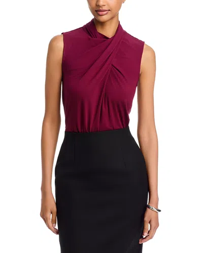 T Tahari Sleeveless Asymmetrical Draped Neck Top In Multi