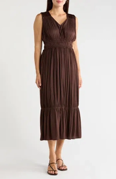 T Tahari Sleeveless Maxi Dress In Cocoa Bean