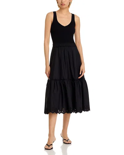T Tahari Sleeveless Mixed Media Midi Dress