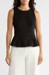 T Tahari Sleeveless Peplum Top In Black