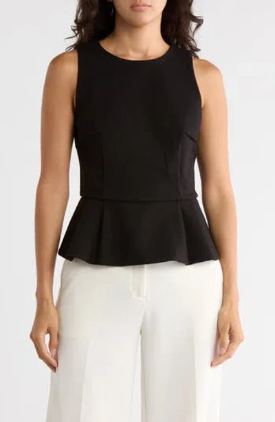 T Tahari Sleeveless Peplum Top In Black