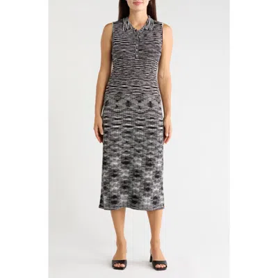 T Tahari Sleeveless Ribbed Midi Dress In Black