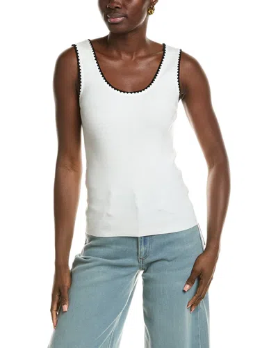 T Tahari Sleeveless Scoop Neck Rib Top In White